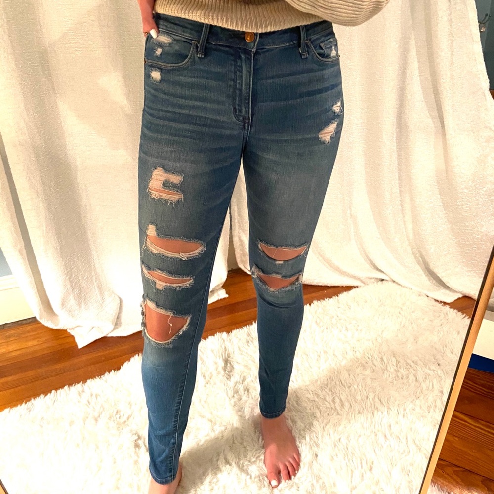 Abercrombie distressed Harper super skinny jeans